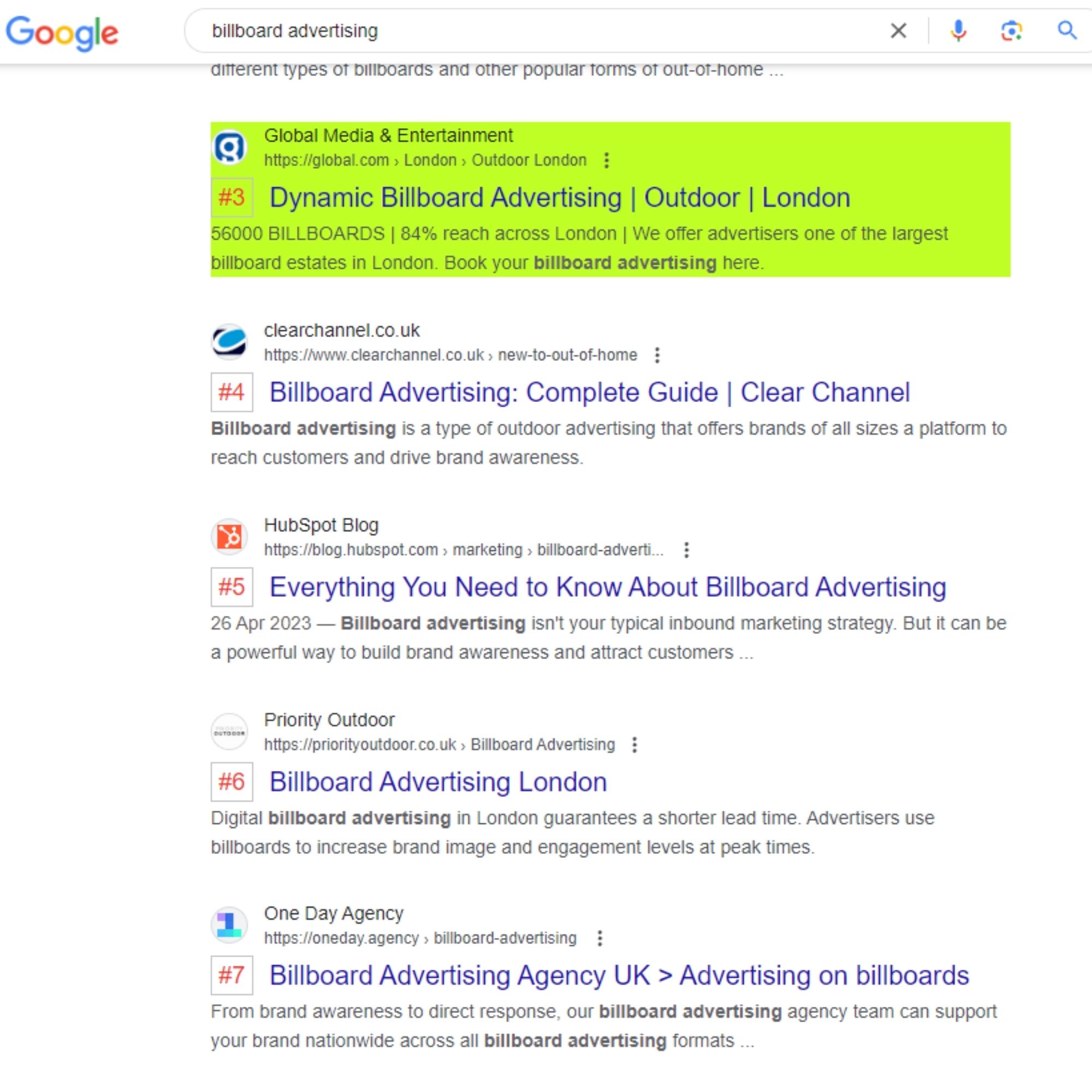 seo result for billboard advertising